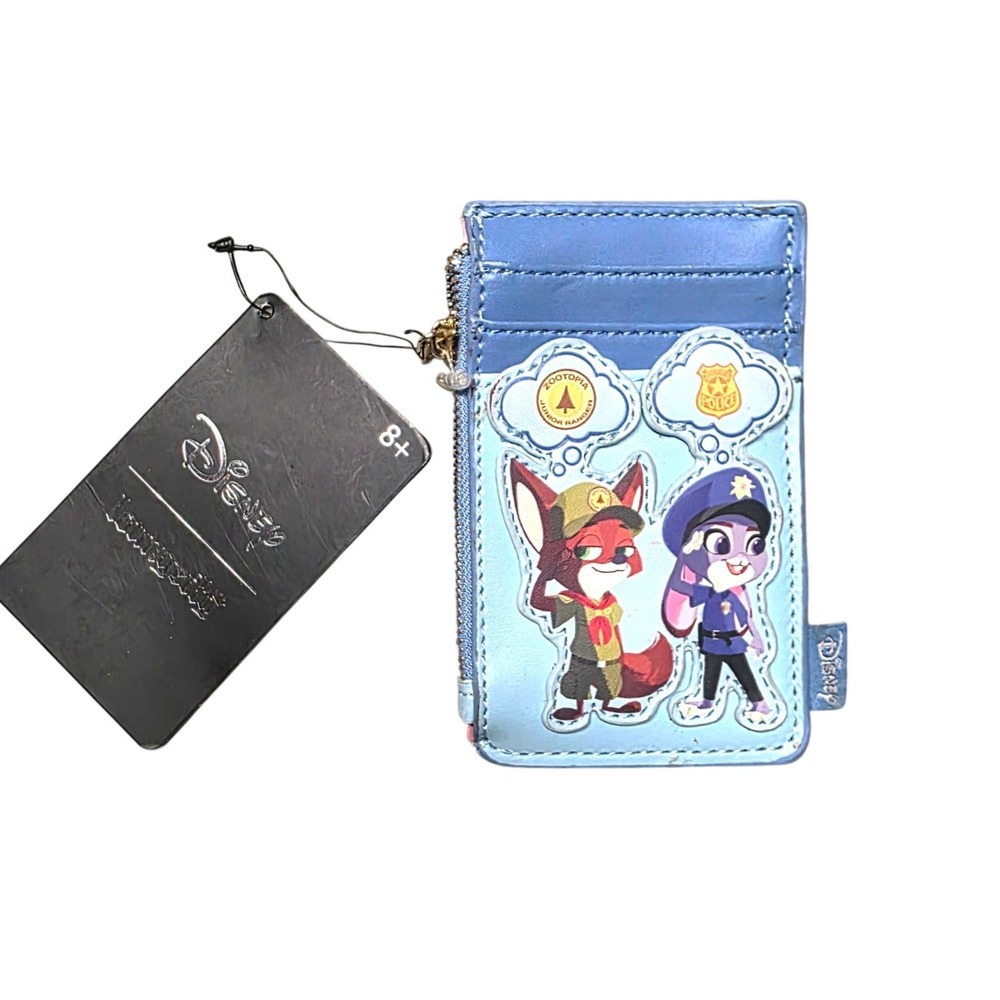 Disney Loungefly Zootopia Nick Wilde Judy Hopps Card Holder Wallet WDWA2068 Blue